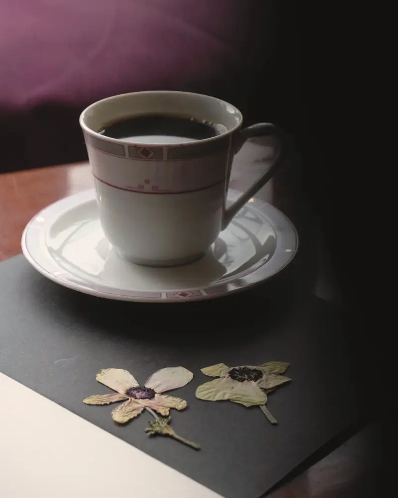 Čierna káva v porcelánovej šálke
